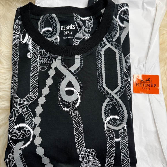 NEW Hermes "Palefroi Remix" straight t-shirt Black Gris Charbon Size 34 0 XS - Picture 4 of 8